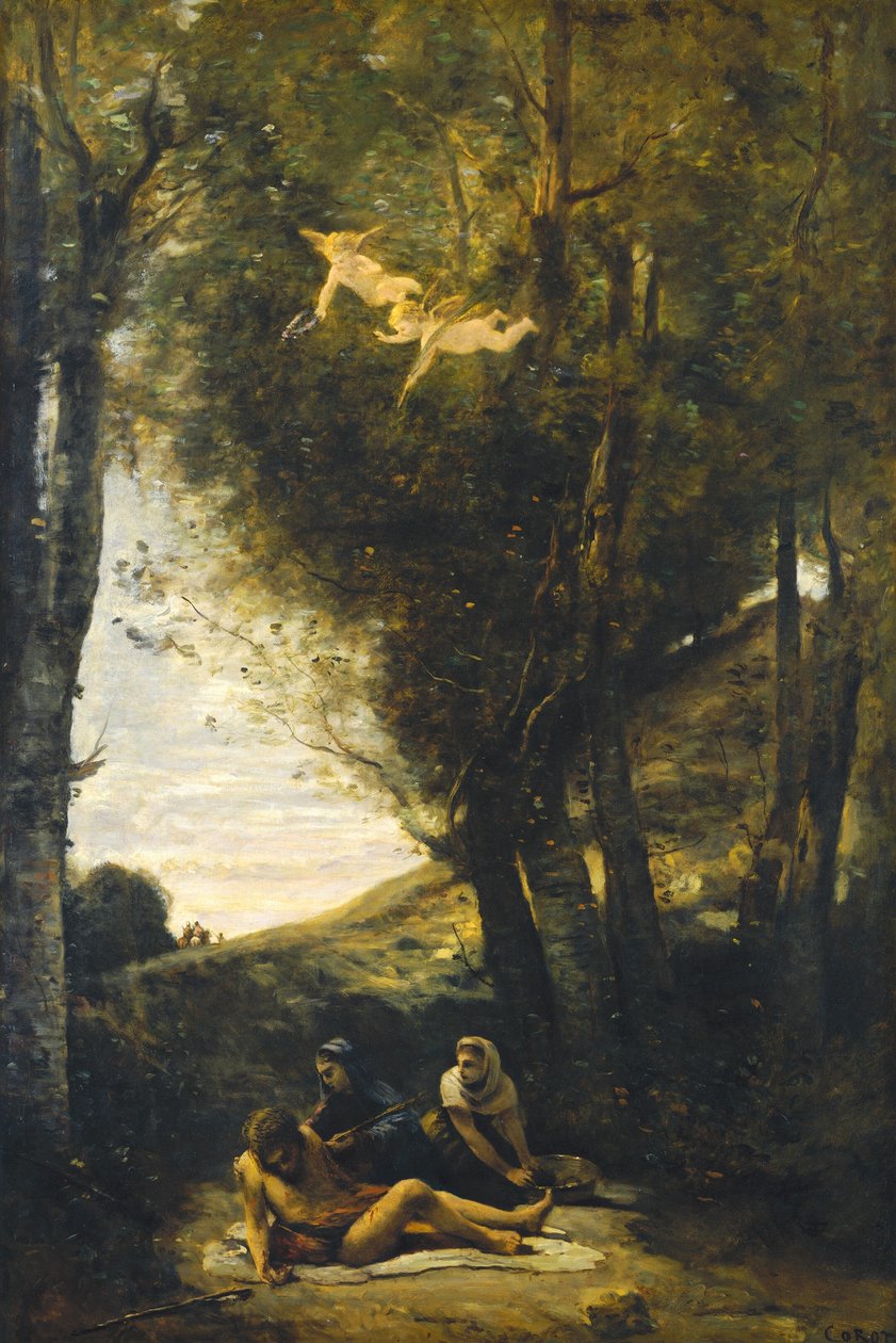 Aziz Sebastian, Kutsal Kadınlar Tarafından Sağlandı, 1874. by Jean Baptiste Camille Corot