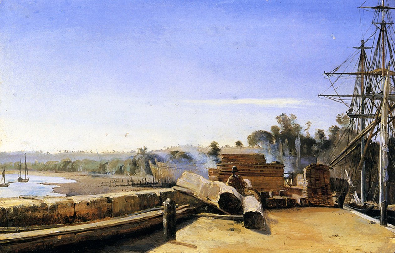 Honfleur'daki Tersane, c.1823 (kağıt üzerine yağlı boya) by Jean Baptiste Camille Corot