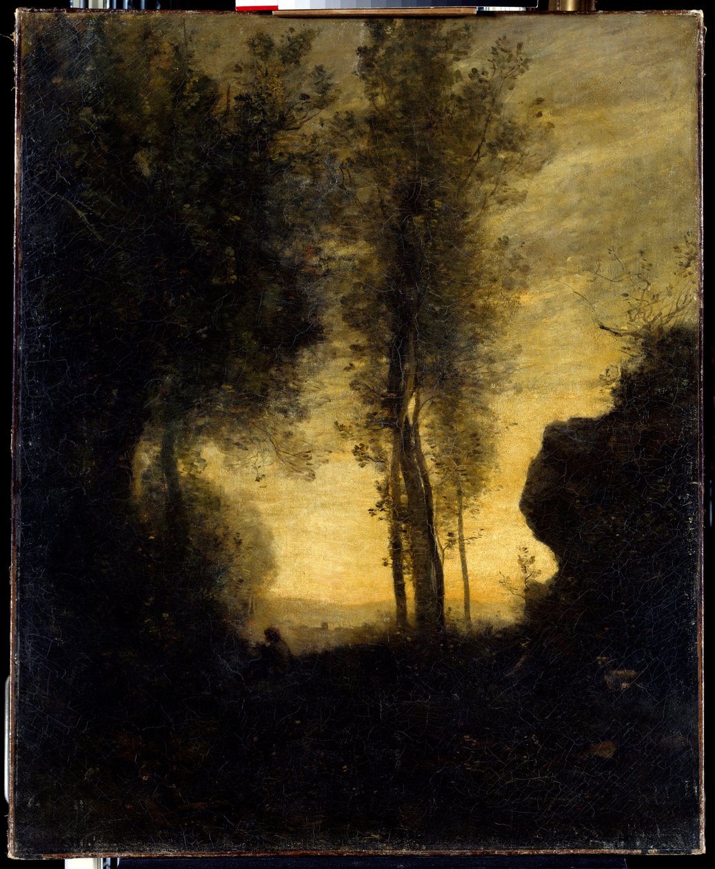 Bir açıklıkta oturan keçi flüt çalıyor. Camille Corot