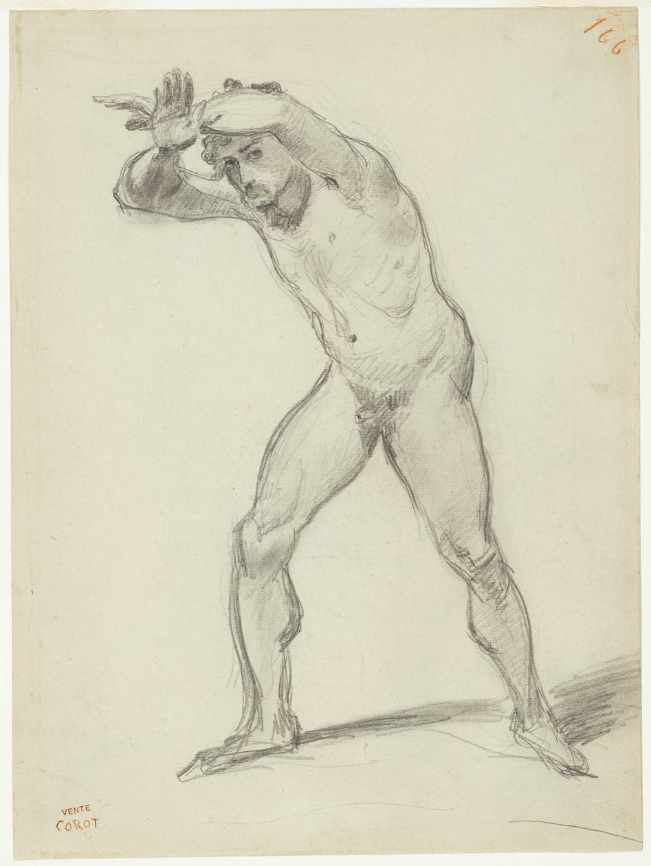 ayakta erkek çıplak by Jean Baptiste Camille Corot
