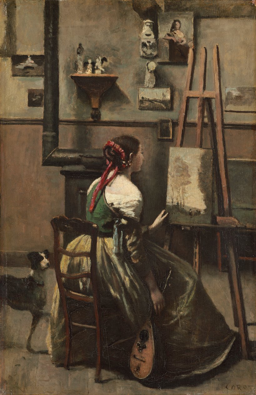 Sanatçının Stüdyosu, 1868 dolayları (tahta üzerine yağlı boya) by Jean Baptiste Camille Corot