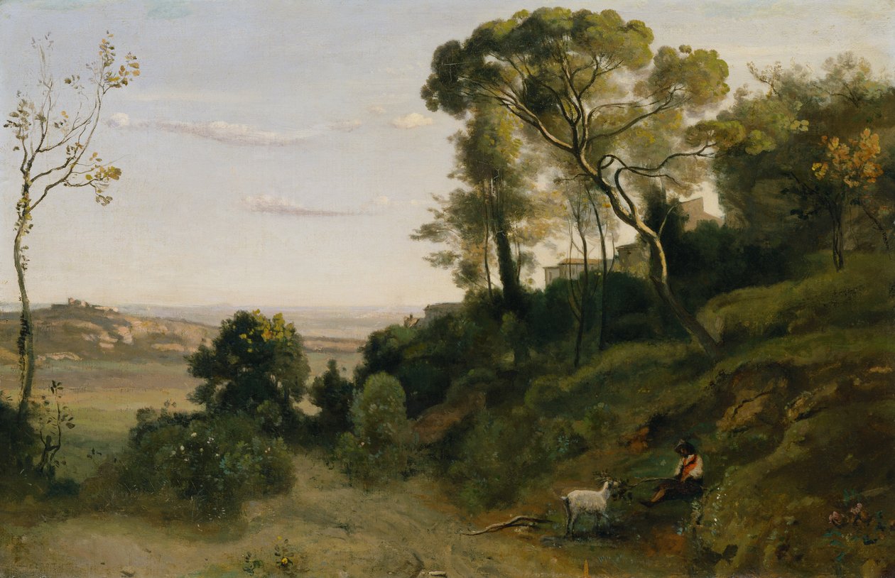 Napoli yakınlarındaki Kırsal (tuval üzerine yağlı boya) by Jean Baptiste Camille Corot