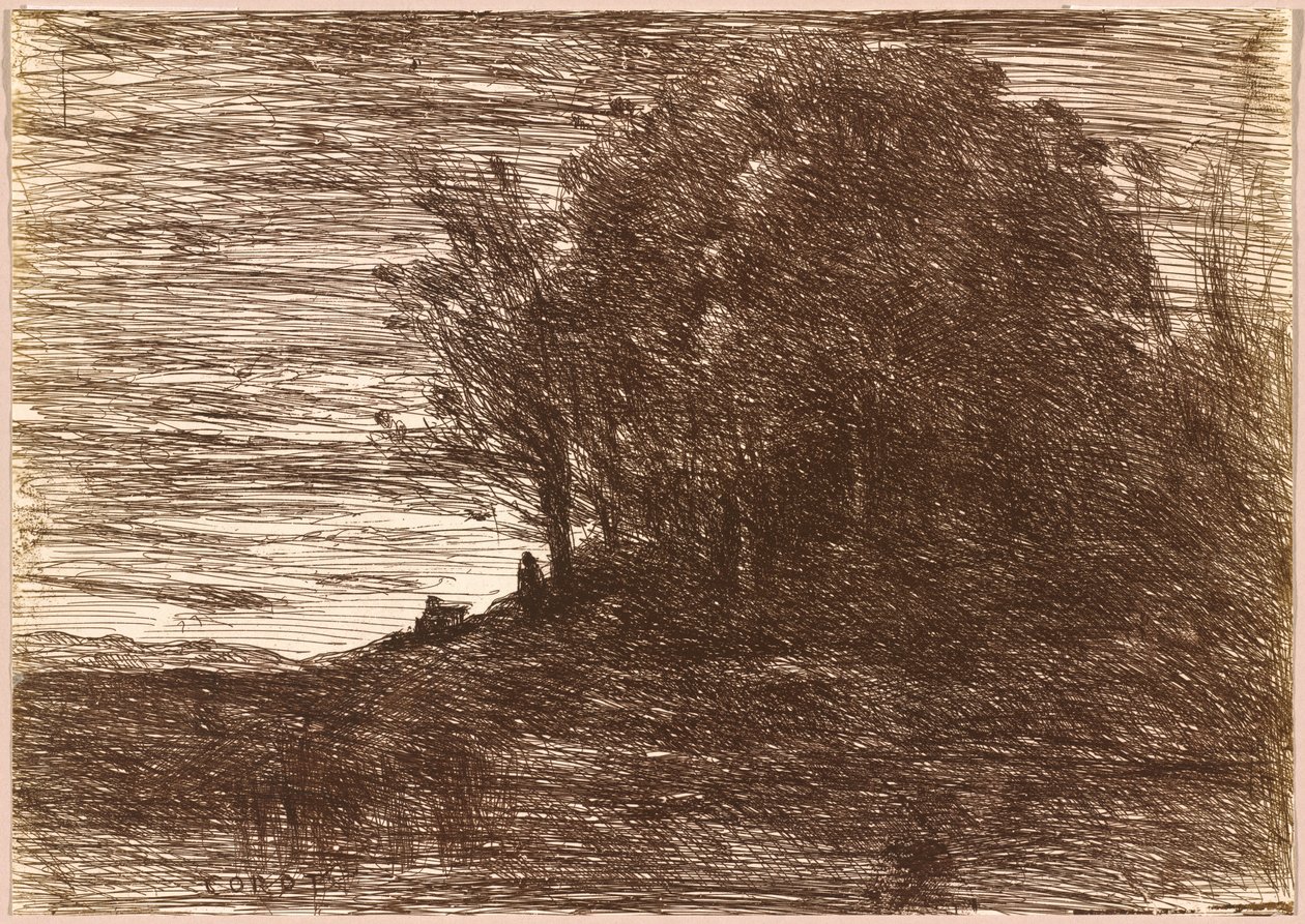 Münzevi Ormanları veya Trasimene Gölü Kıyıları by Jean Baptiste Camille Corot
