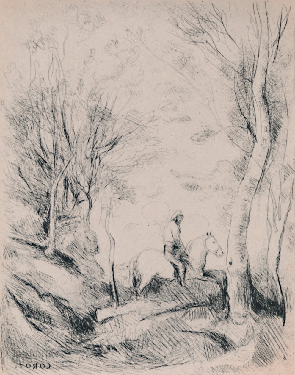 Ormandaki Süvari, 1854 dolayları, 1946 by Jean Baptiste Camille Corot
