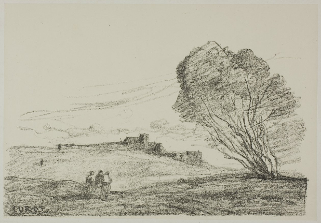 İzole Kale by Jean Baptiste Camille Corot