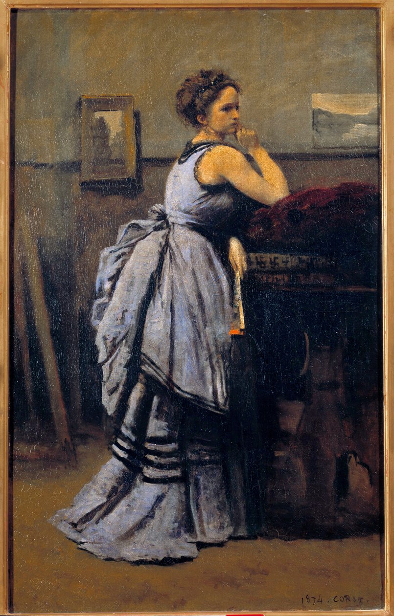 Mavili Kadın, Camille Corot (1796-1875) tarafından 1874 Güneş. 0,8x0,5 m Paris Louvre Müzesi by Jean Baptiste Camille Corot
