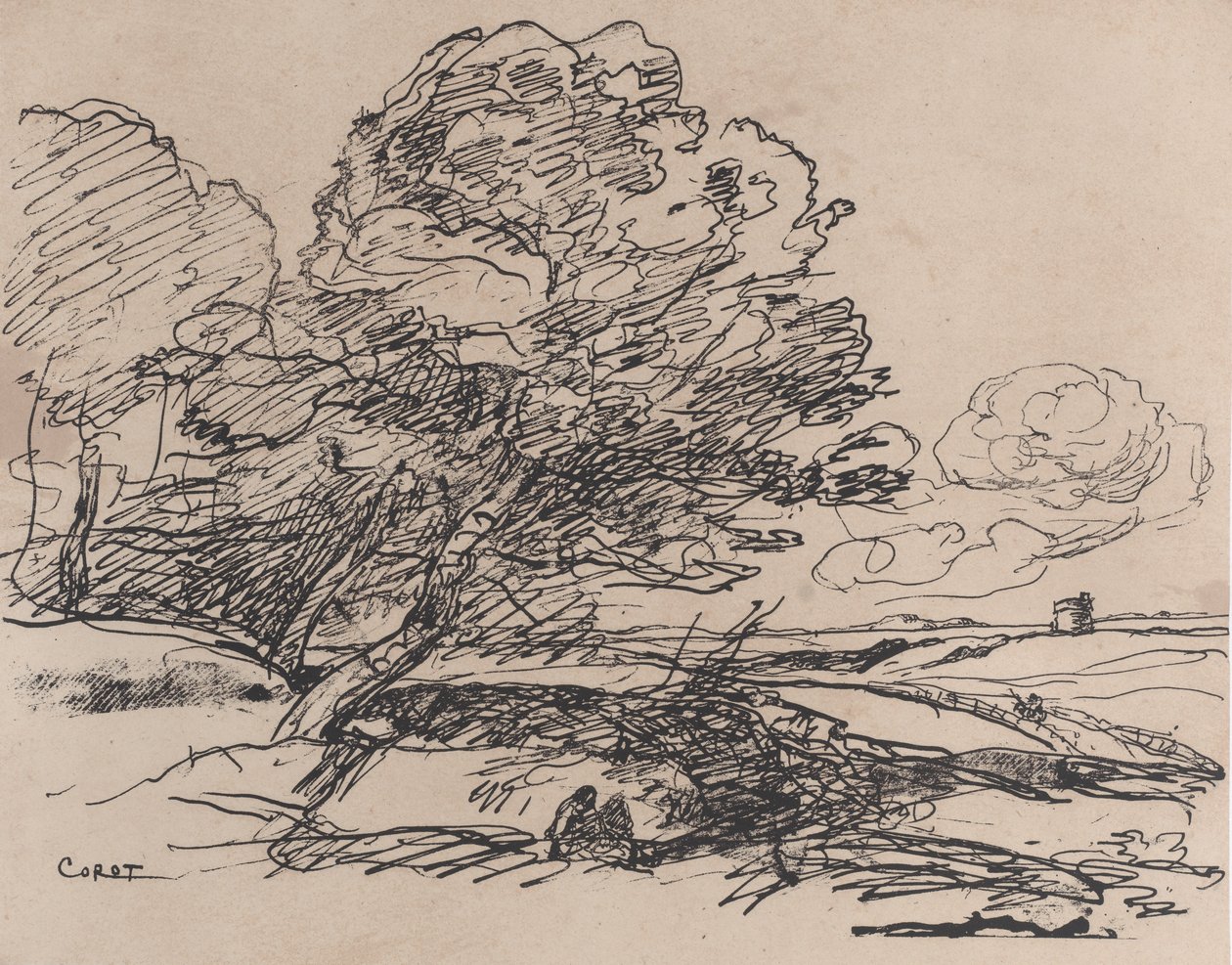 Yalnız Kule, 1871. by Jean Baptiste Camille Corot