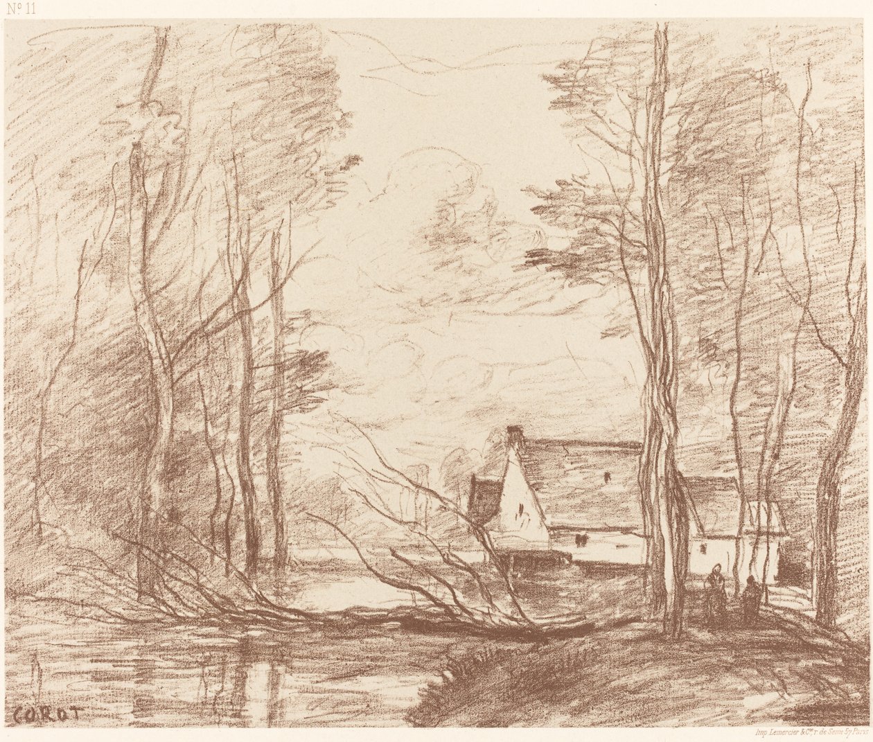 Douai Le Moulin de Cuincy yakınlarındaki Cuincy Değirmeni, pres Douai, 1871. by Jean Baptiste Camille Corot