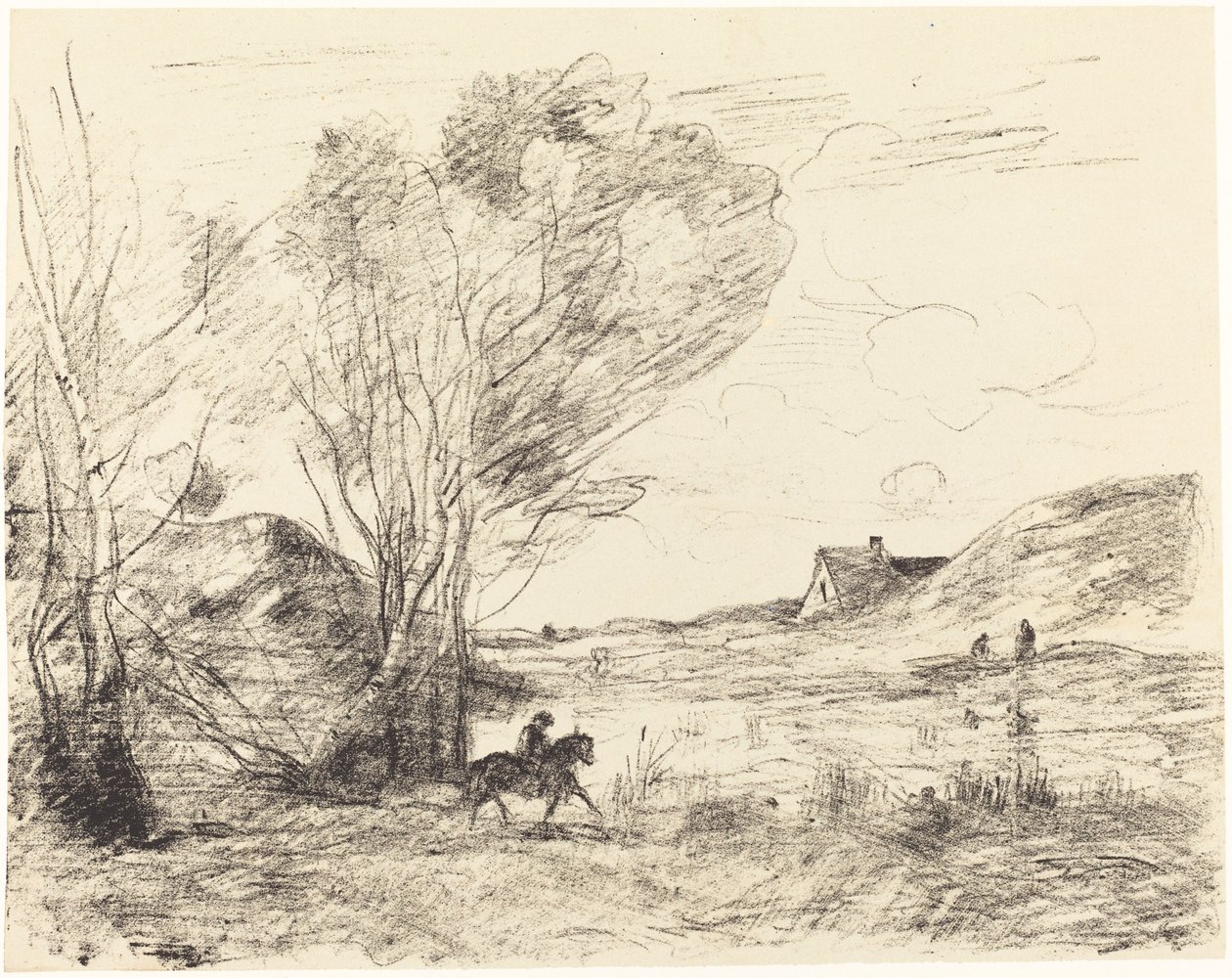 Sazlıktaki Binici Sazlıktaki Binici, 1871. by Jean Baptiste Camille Corot