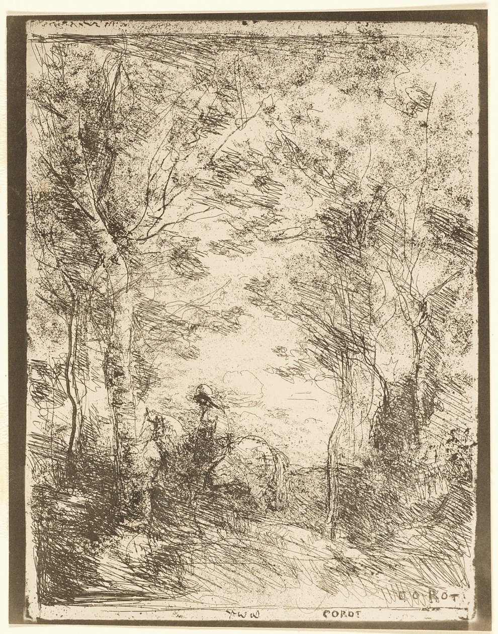 Ormandaki Binici, küçük tabak by Jean Baptiste Camille Corot