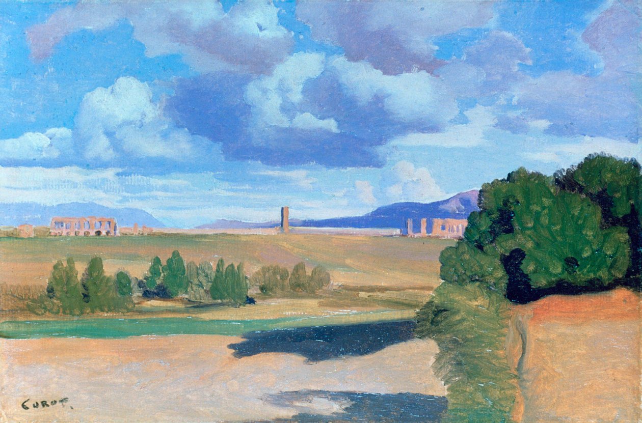 Claudian Su Kemeri ile Roma Campagna, c1826 by Jean Baptiste Camille Corot