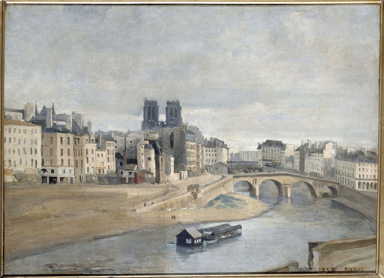 Seine ve Quai des Orfevres, 1835 by Jean Baptiste Camille Corot