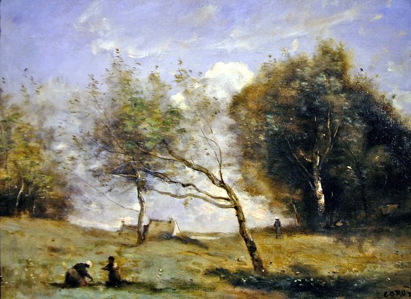 Küçük Çiftlik Çevresi (tuval üzerine yağlı boya) by Jean Baptiste Camille Corot