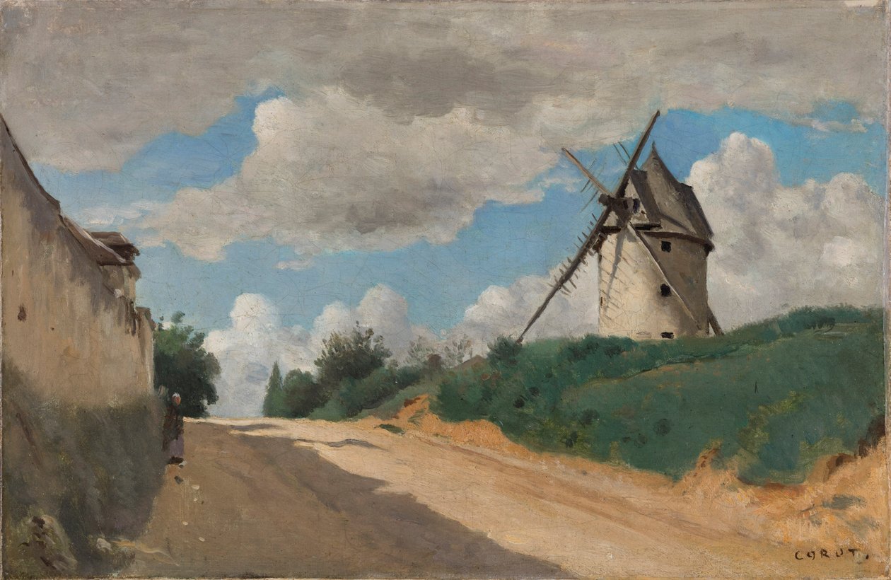 Yel Değirmeni, yaklaşık 1835-1840. by Jean Baptiste Camille Corot