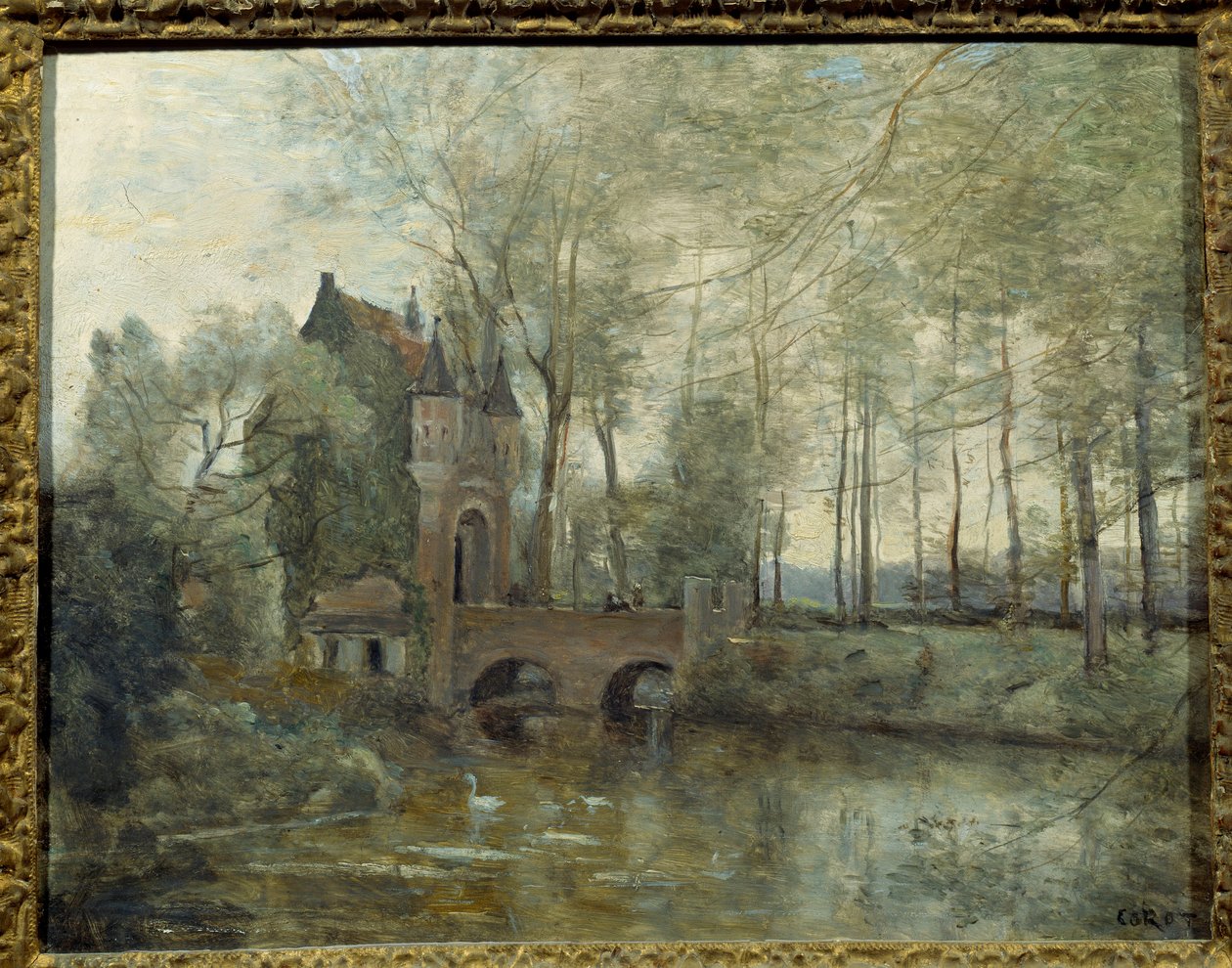 Wagnouville Kalesi. Camille Corot'nun (1796-1875) tablosu by Jean Baptiste Camille Corot