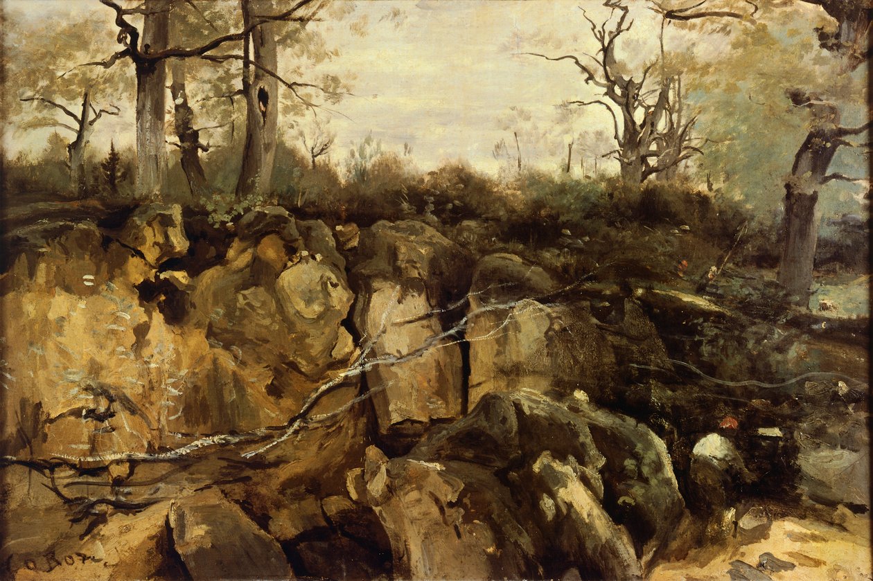 Fontainebleau ormanının kenarı, Jean-Baptiste-Camille Corot (1796-1875). by Jean Baptiste Camille Corot