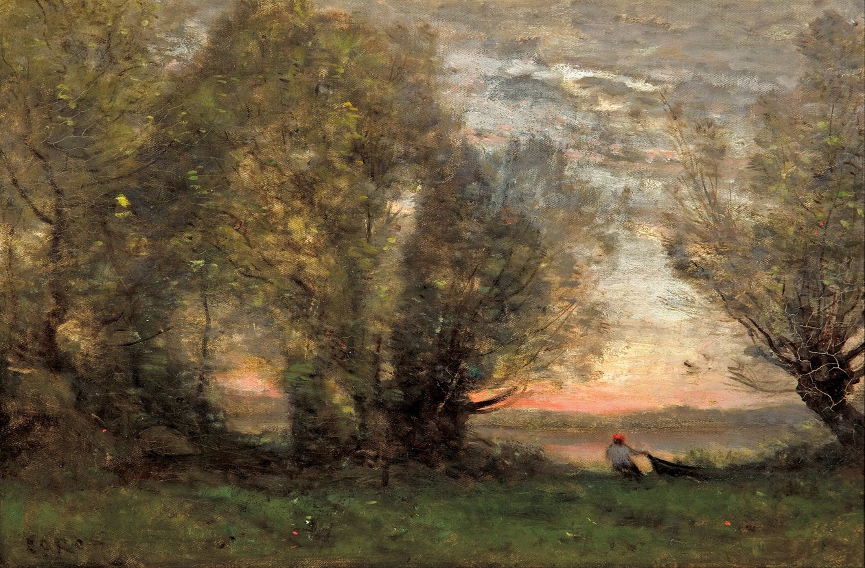 Balıkçı, akşam etkisi, yaklaşık 1860-1870 by Jean Baptiste Camille Corot