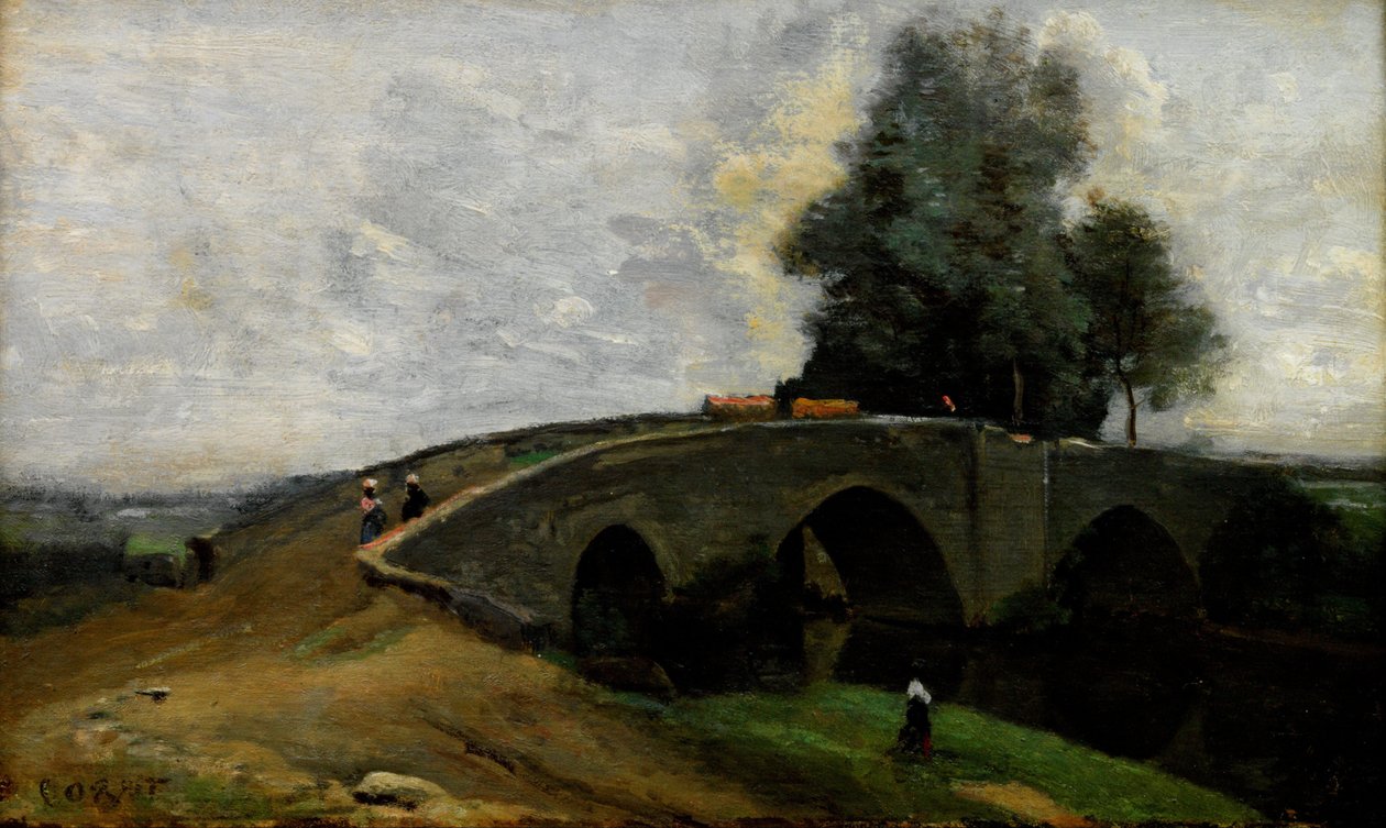 eski köprü by Jean Baptiste Camille Corot