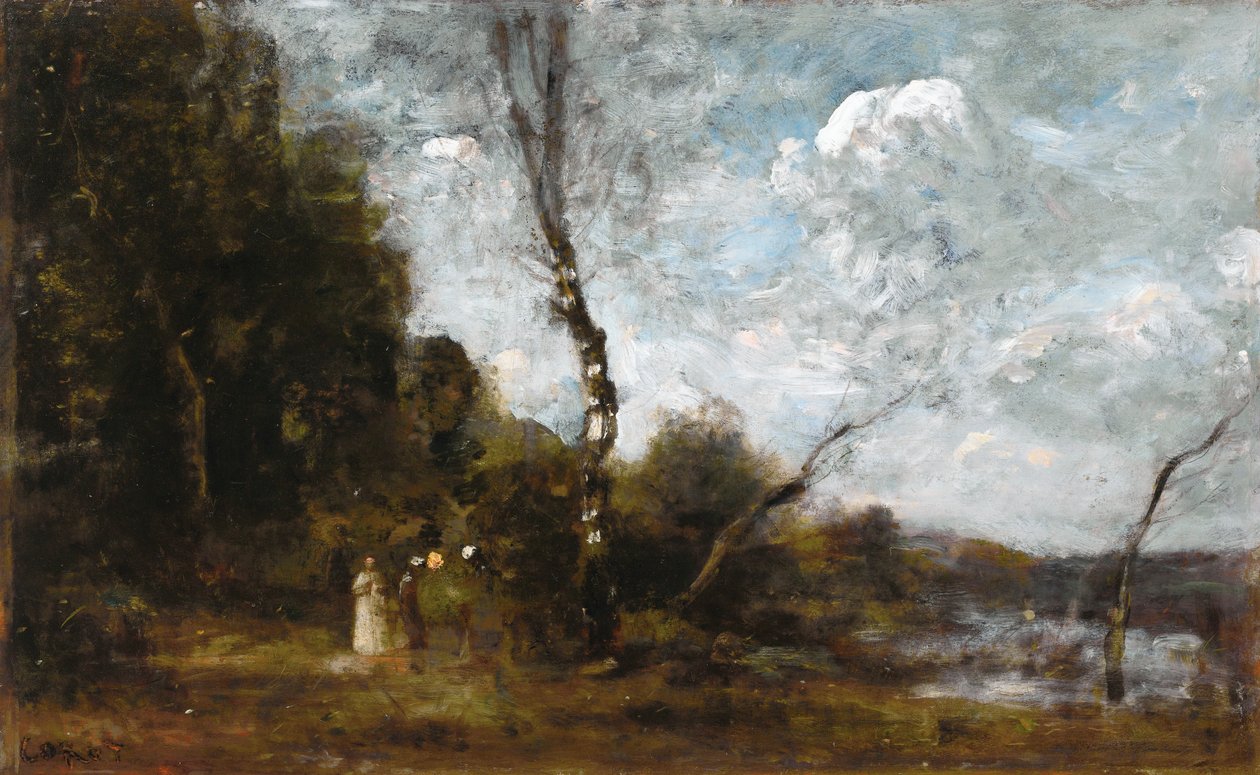 Bir ormanda üç köylü kadın by Jean Baptiste Camille Corot