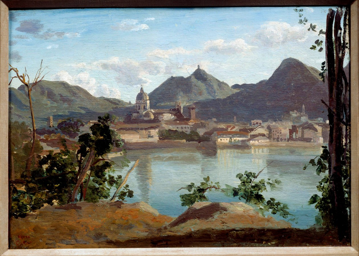 Gel Gölü ve Şehri Görünümü Tablosu Camille Corot (1796-1875) 1834 Özel Koleksiyon by Jean Baptiste Camille Corot