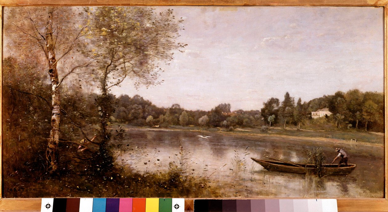 Avray şehrinin göletinin görünümü (Ville-d