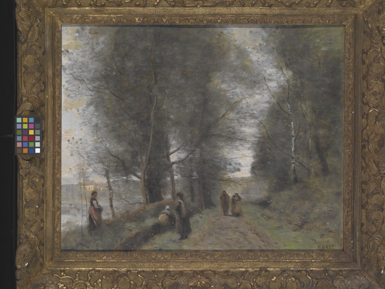 Ville D'Avray, Göleti Sınırlayan Ormanlık Yol (tuval üzerine yağlıboya) by Jean Baptiste Camille Corot