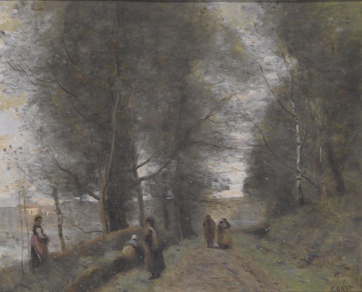 Ville d'Avray, Göleti Sınırlayan Ormanlık Yol by Jean Baptiste Camille Corot