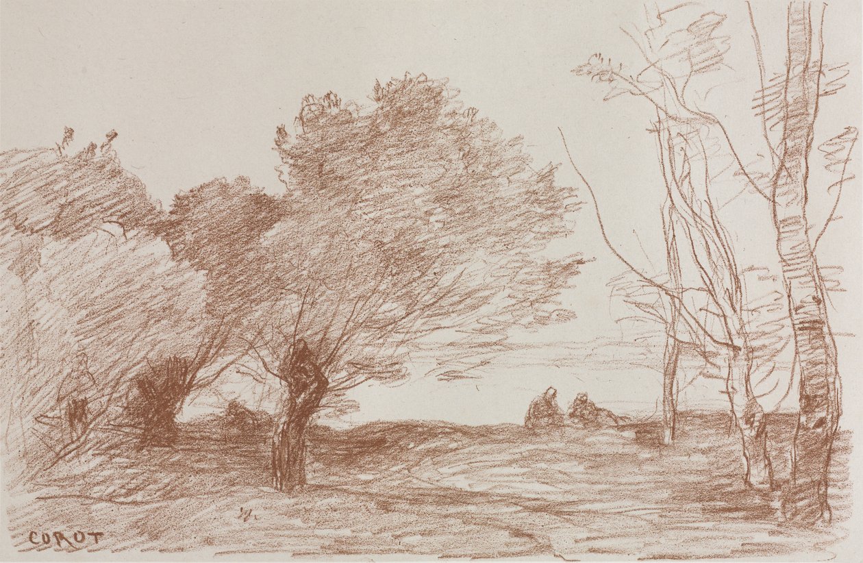 Söğütler ve Kavaklar by Jean Baptiste Camille Corot