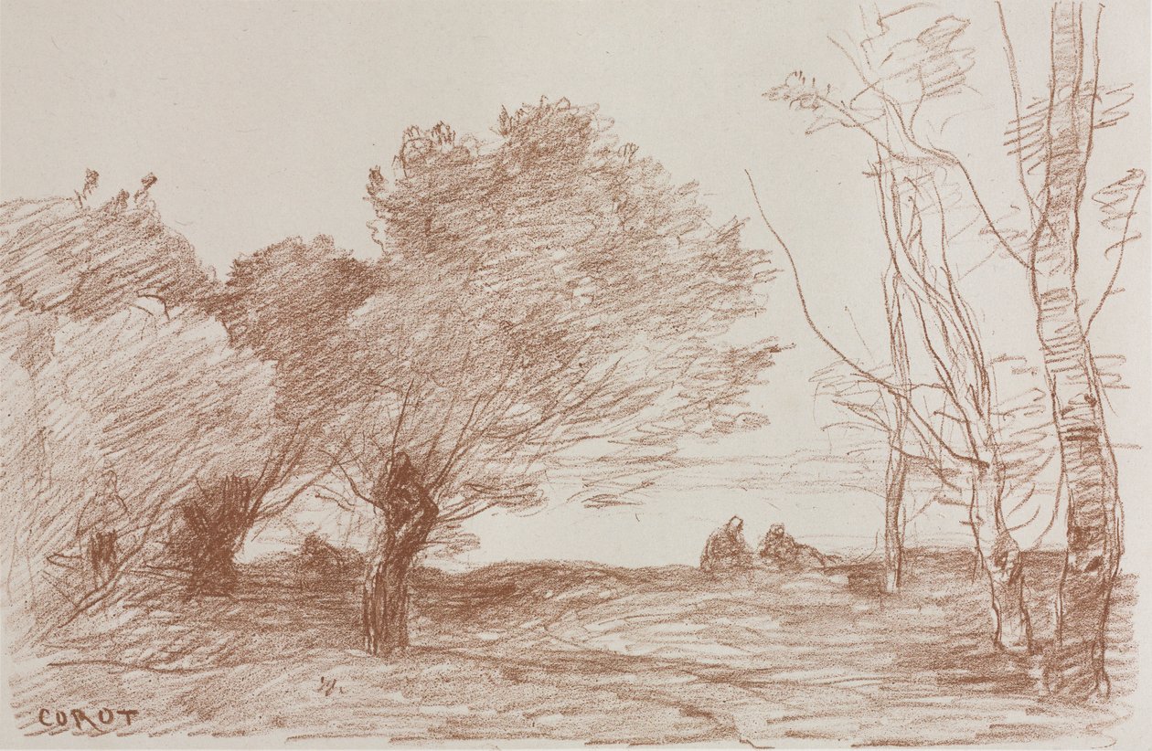 Söğütler ve Kavaklar, 1871. by Jean Baptiste Camille Corot