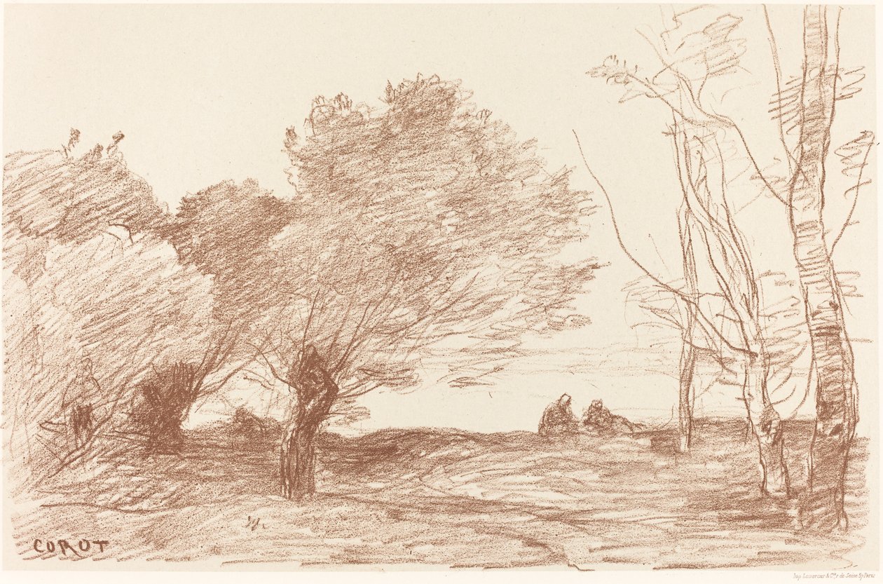 Söğütler ve Ak Kavaklar by Jean Baptiste Camille Corot
