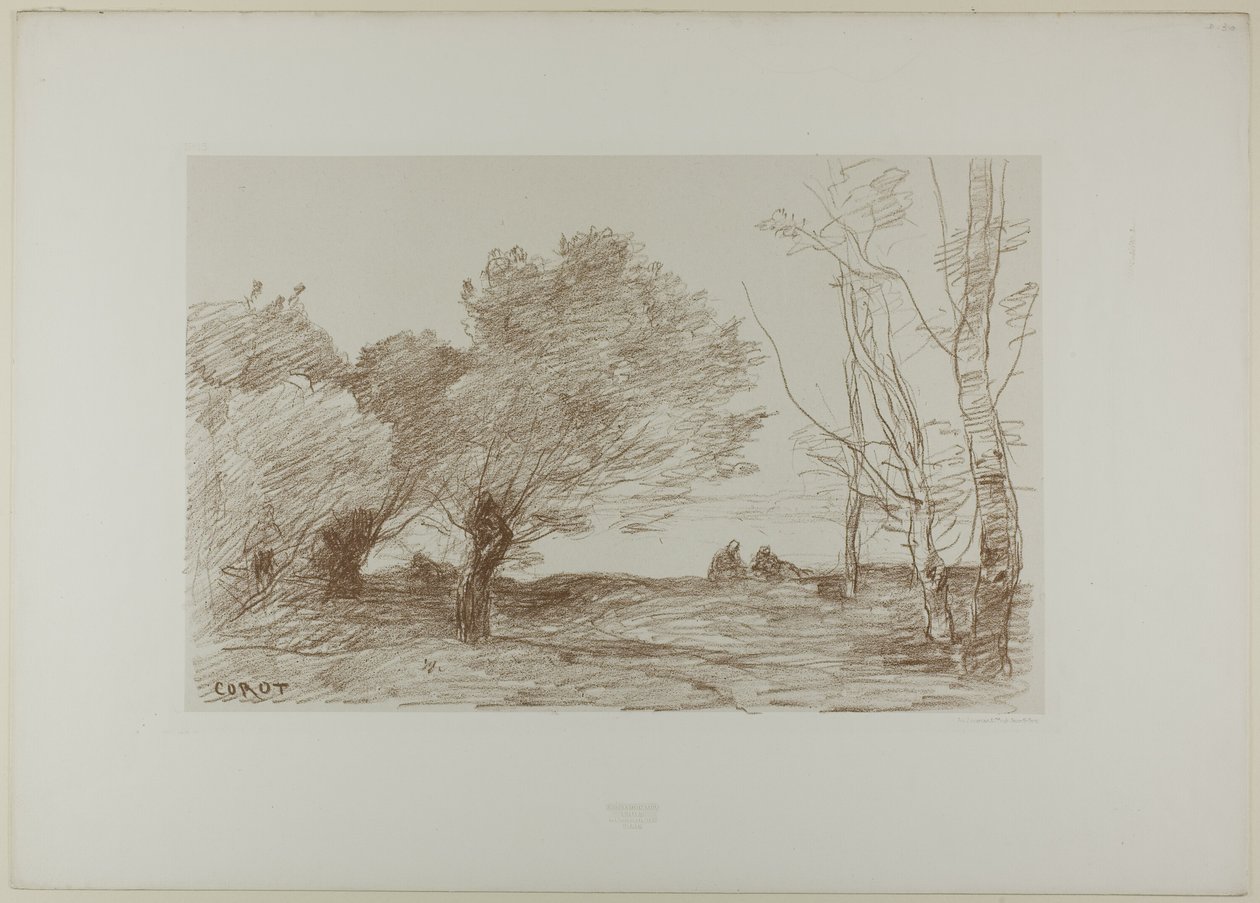 Söğütler ve Ak Kavaklar by Jean Baptiste Camille Corot