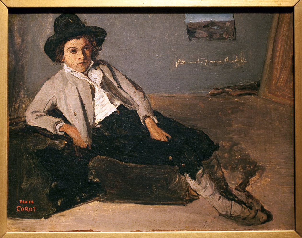 Genç İtalyan oturmuş. Jean Baptiste Camille Corot (1796-1875), tuval üzerine kağıt marouflee yağlı boya, 1825-1827 dolaylarında. Musee des Beaux Arts de Reims. by Jean Baptiste Camille Corot