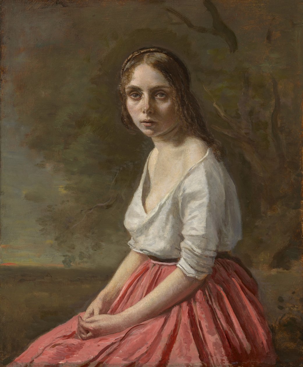 Pembe Etekli Genç Kadın, c.1845-50 by Jean Baptiste Camille Corot