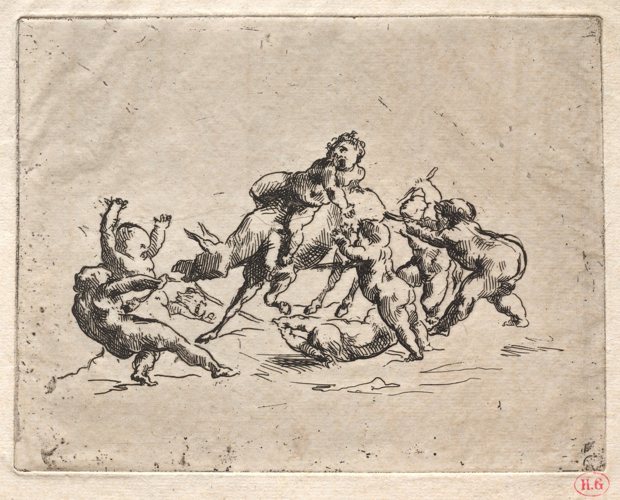 Çocuklar ve Eşek ile Bacchanal. by Jean Baptiste Carpeaux