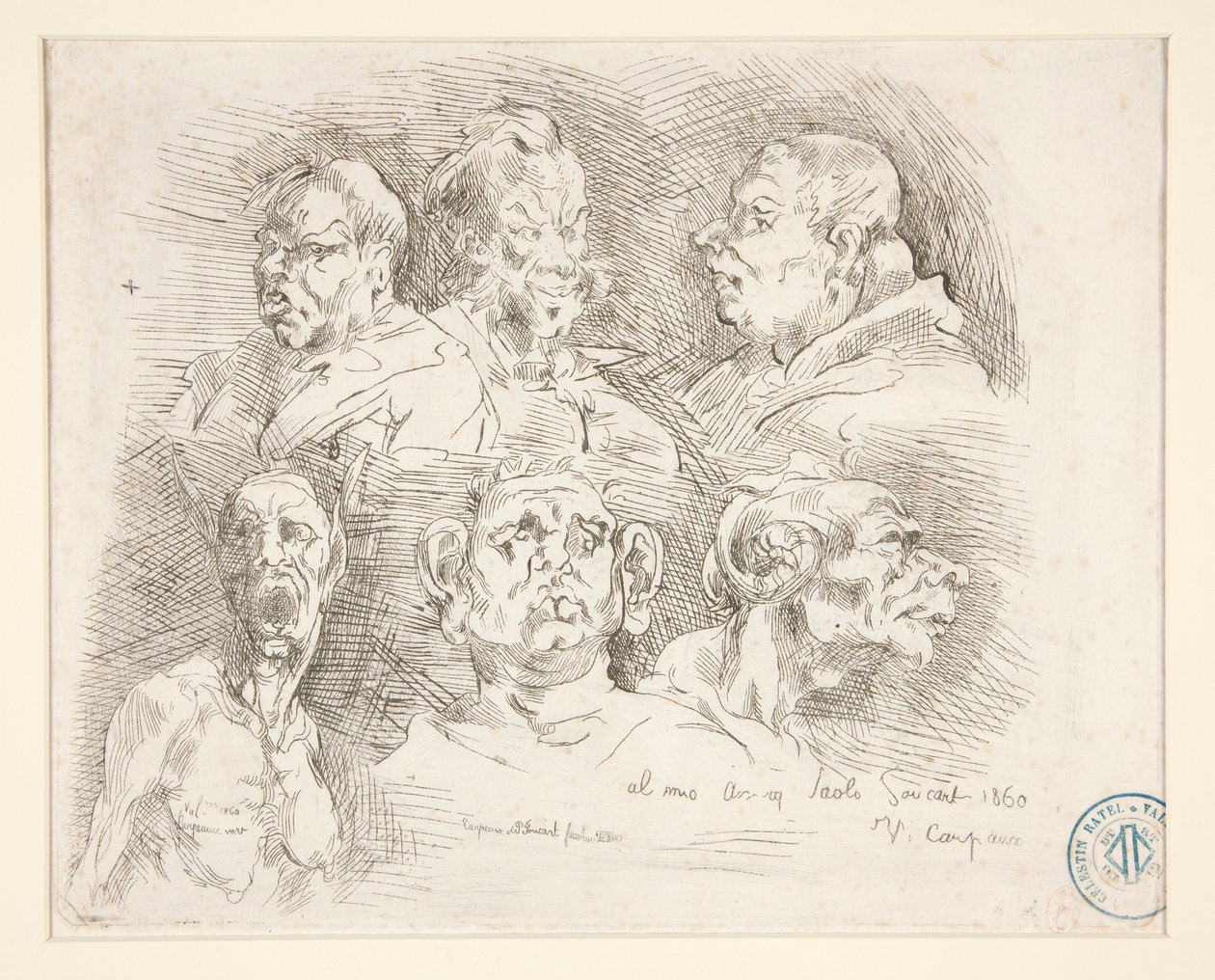 Grotesk Kafaların Eskizleri by Jean Baptiste Carpeaux