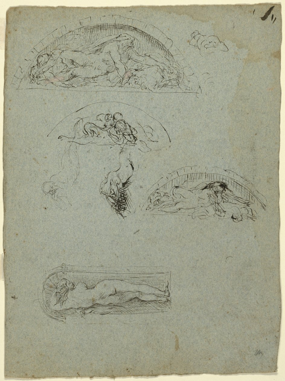 Bir Nişte Duran Figür ve Ugolino Grubu için Çalışmalar, 1857-58 by Jean Baptiste Carpeaux
