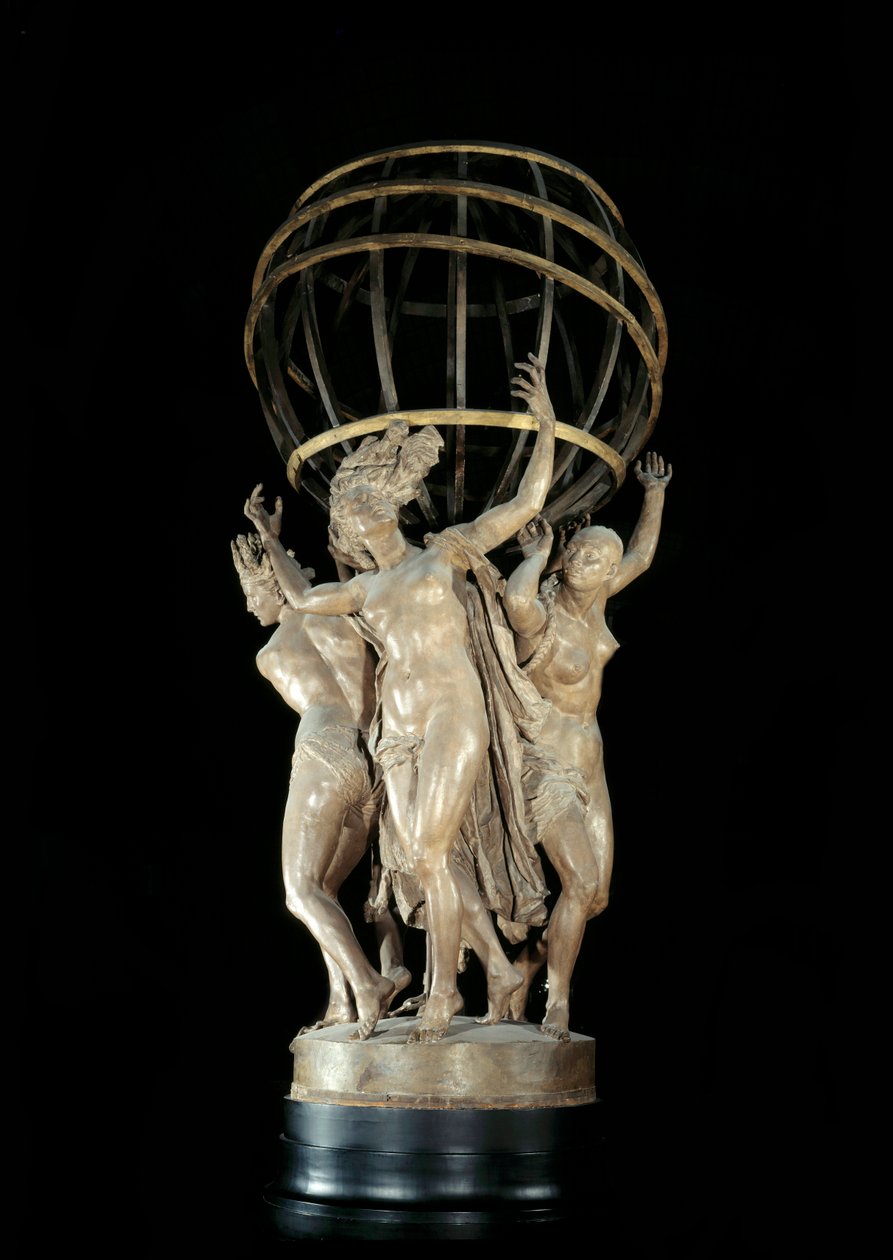 Jean Baptiste (Jean-Baptiste) Carpeaux (1827-1875) tarafından Dünya Heykelini Destekleyen Dünyanın Dört Parçası 19. yüzyıl Paris, Musee d
