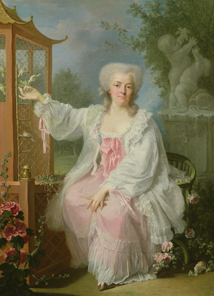 Bir pagoda tarafından bir bayan portresi by Jean Baptiste Charpentier