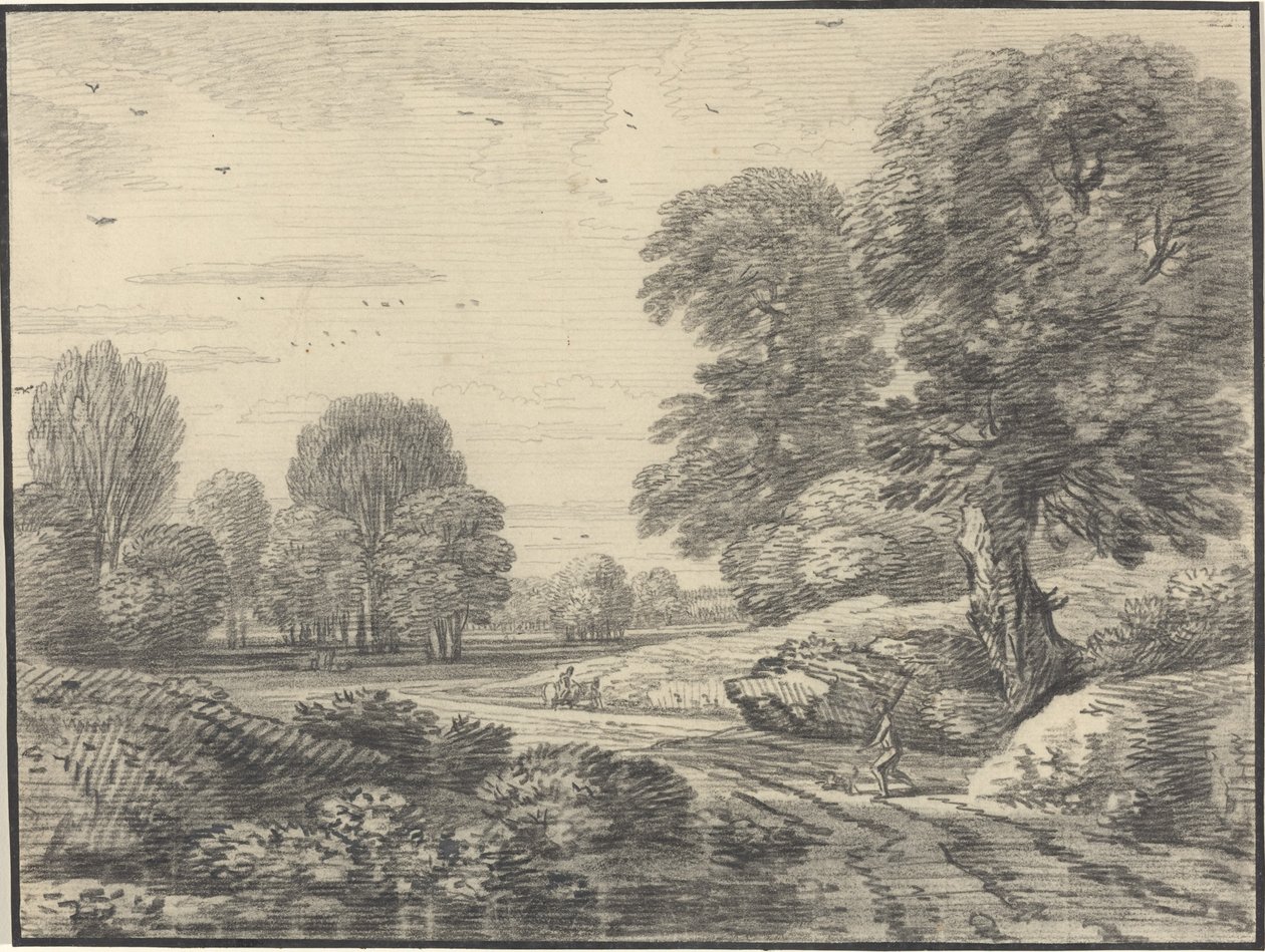 Ormanlık Bir Peyzajda Bir Yolda Yolcular by Jean Baptiste Claude Chatelain