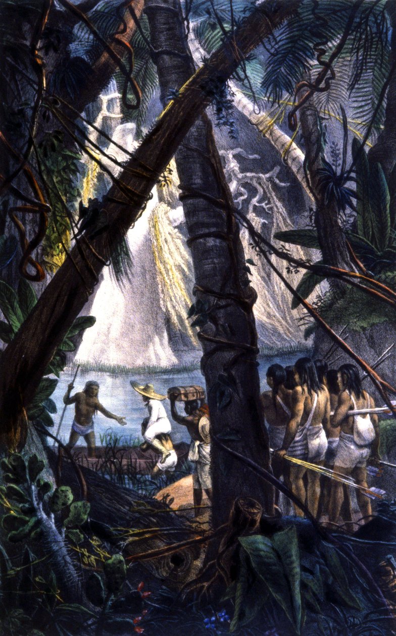 Amazon ormanlarında Goyana Kızılderilileri. litografi 1839 by Jean Baptiste Debret