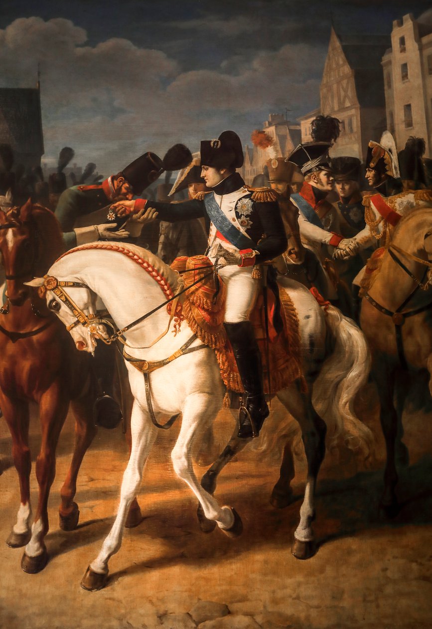 Napoléon, Tilsitt'te 1808'de bir Rus askerine şeref lejyonunun haçını veriyor (tuval üzerine yağlıboya) by Jean Baptiste Debret