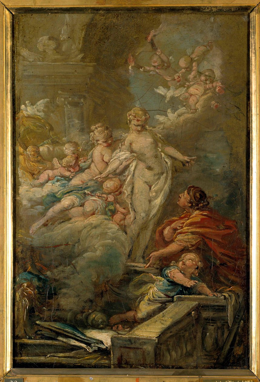Pygmalion ve Galatee Sketch, Jean Baptiste Deshays (1729-1765) 18. yüzyıl Güneşi. 0.49 x 0.33 m. Güzel Sanatlar Müzesi Turları by Jean Baptiste Deshays