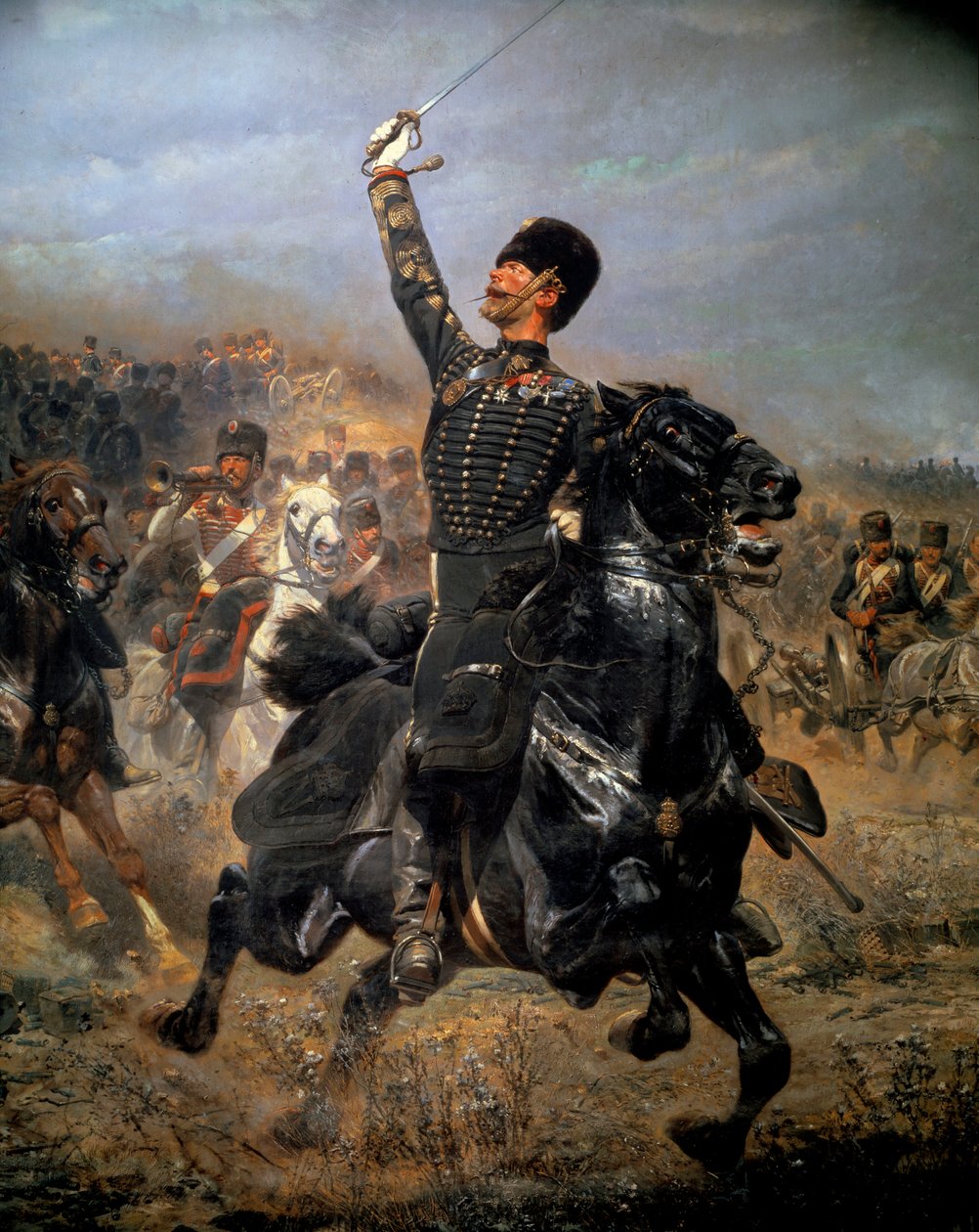 Aküde süvari hücumu (1870). Edouard Detaille (1848-1912) tarafından yapılan boyama by Jean Baptiste Edouard Detaille