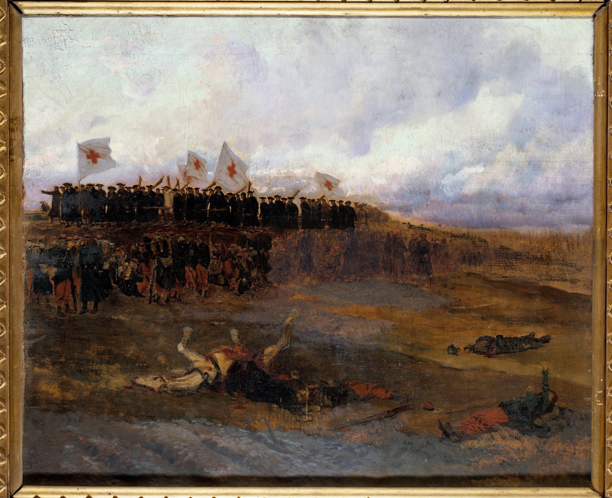 Paris Kuşatması 1870: “”Hıristiyan doktrini okullarının kardeşleri savaş alanına doğru gidiyor”” Resim Edouard Detaille (1848-1912) 1872 Sun. 0,53x0,65 m by Jean Baptiste Edouard Detaille