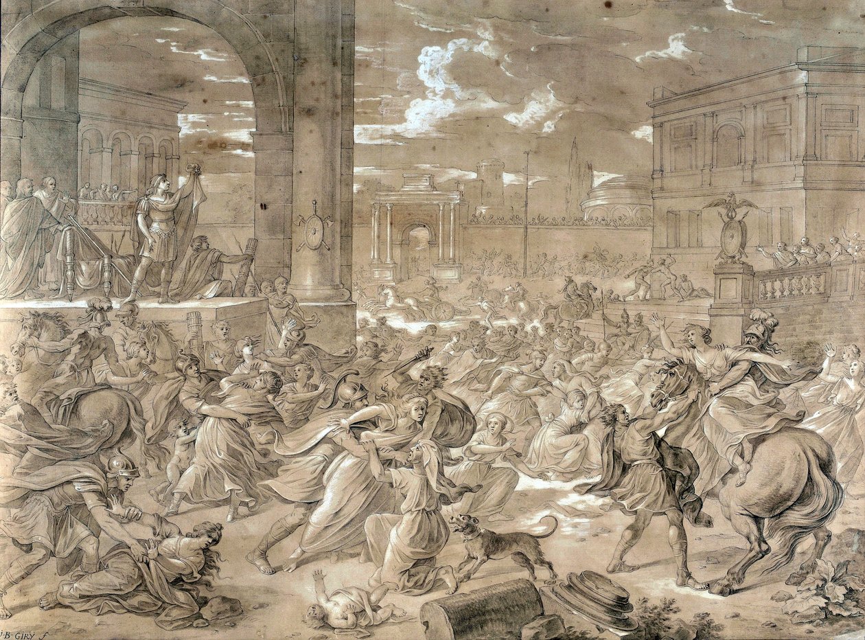 Sabinlerin Kaçırılması (tuval üzerine yağlı boya) by Jean Baptiste Giry