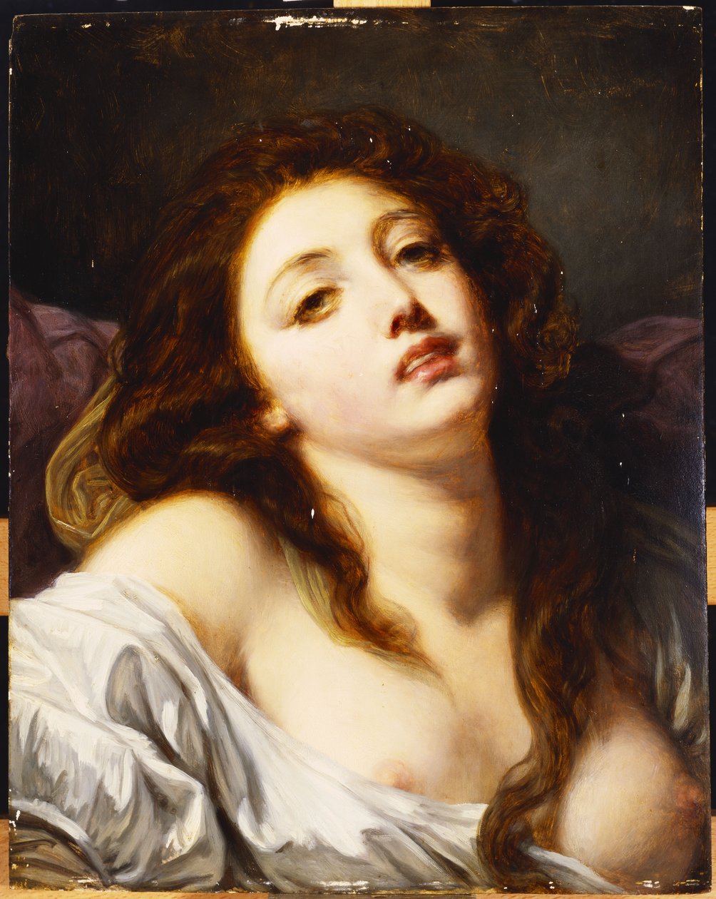 genç bir kadın, göğüs uzunluğu by Jean Baptiste Greuze
