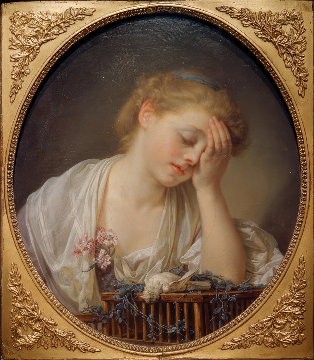 Ölen kuşu için ağlayan genç kız by Jean Baptiste Greuze