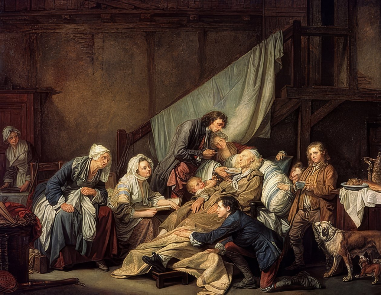 İyi yetiştirilmenin meyveleri (Paralitik). 1763 by Jean Baptiste Greuze