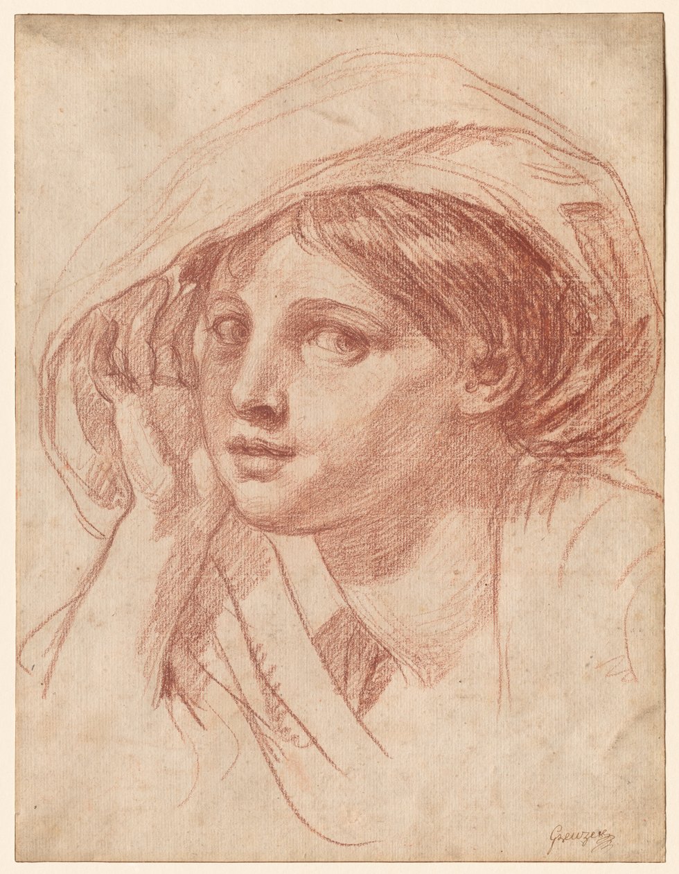 Genç Bir Kadının Başı by Jean Baptiste Greuze