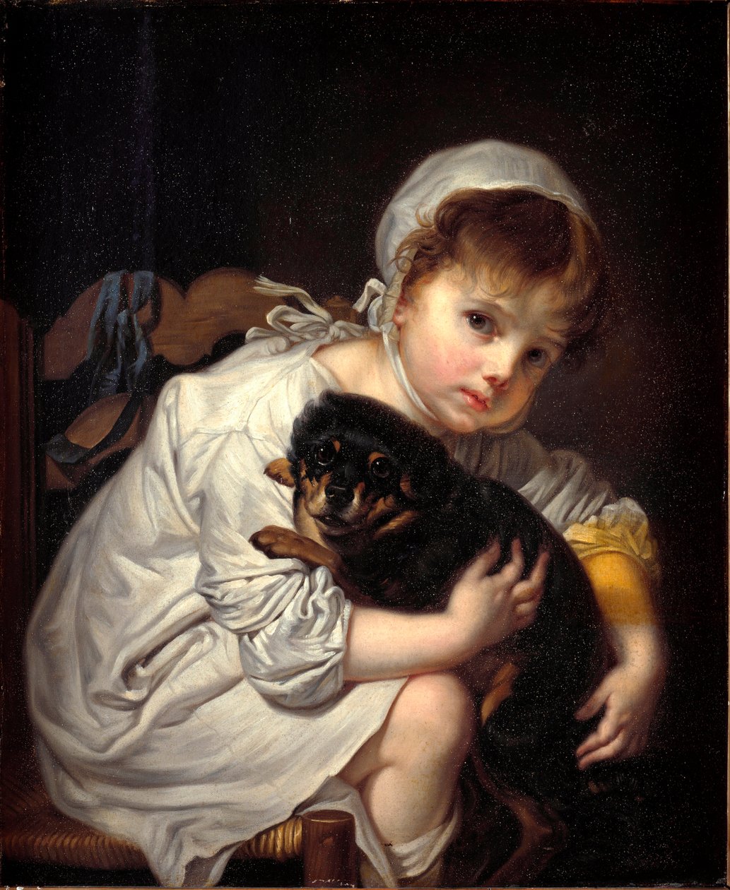 Küçük köpekli küçük kız Tablo Jean-Baptiste (Jean Baptiste) Greuze (1725-1805) 1769 Ebat 64x53 cm Milan, Civiche Raccolte del Castello Sforzesco by Jean Baptiste Greuze